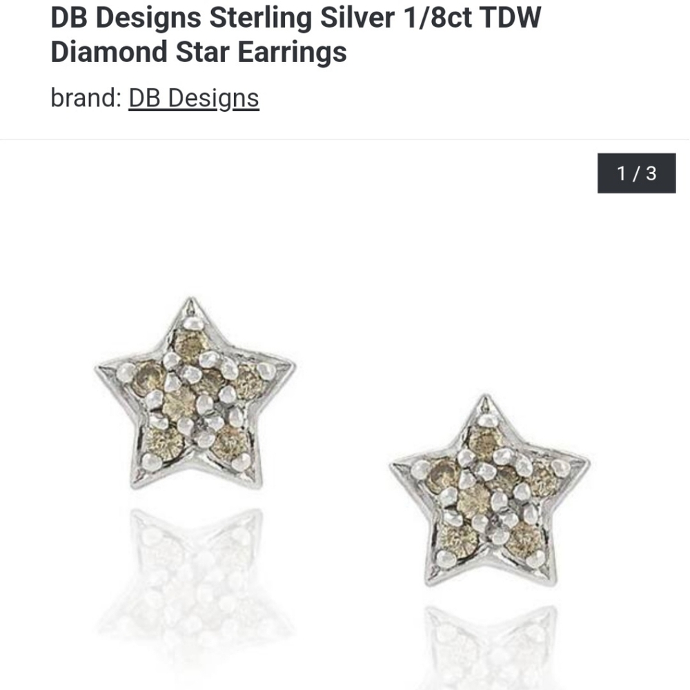 DB Designs Sterling Silver 1/8 CT TDW Champagne Diamond Star Earrings